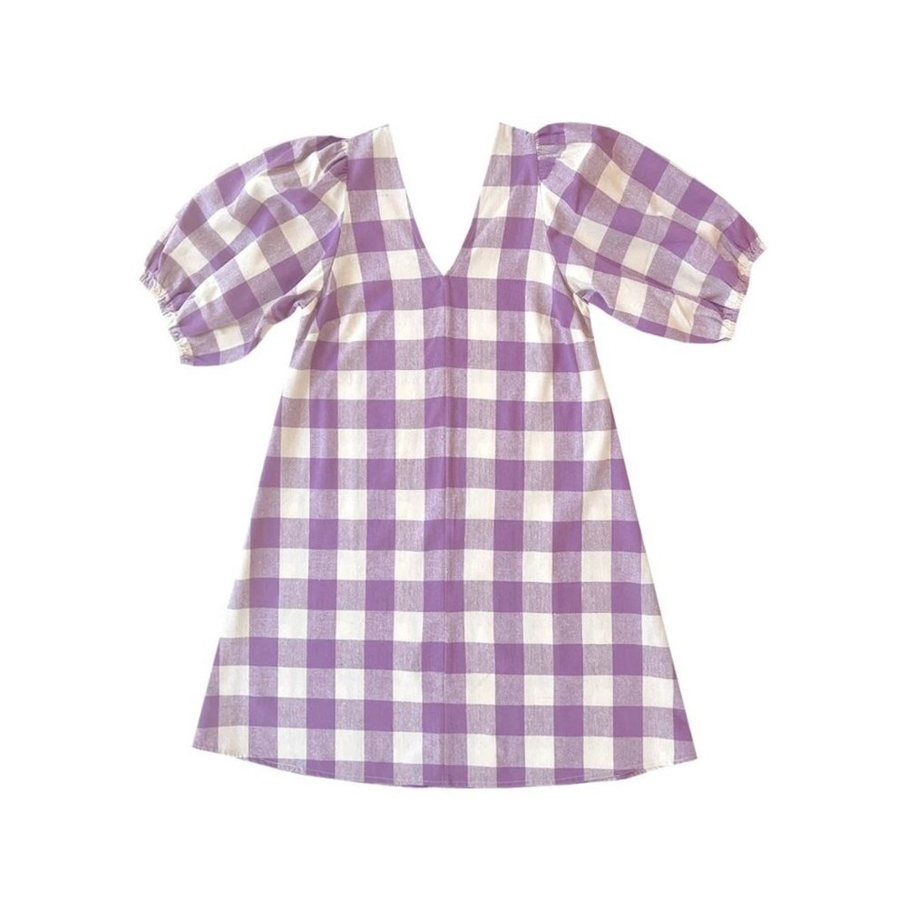 Ali Golden (Garmentory) lilac purple check Double V Dress / Size XS
